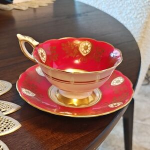 Stafford White Bone China Teacup with Gold Trim